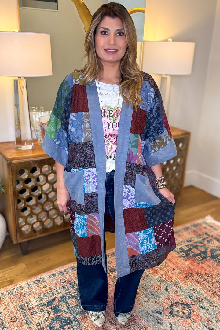 The Nepal Oversized Kimono - 100% Cotton - Blue - SALE