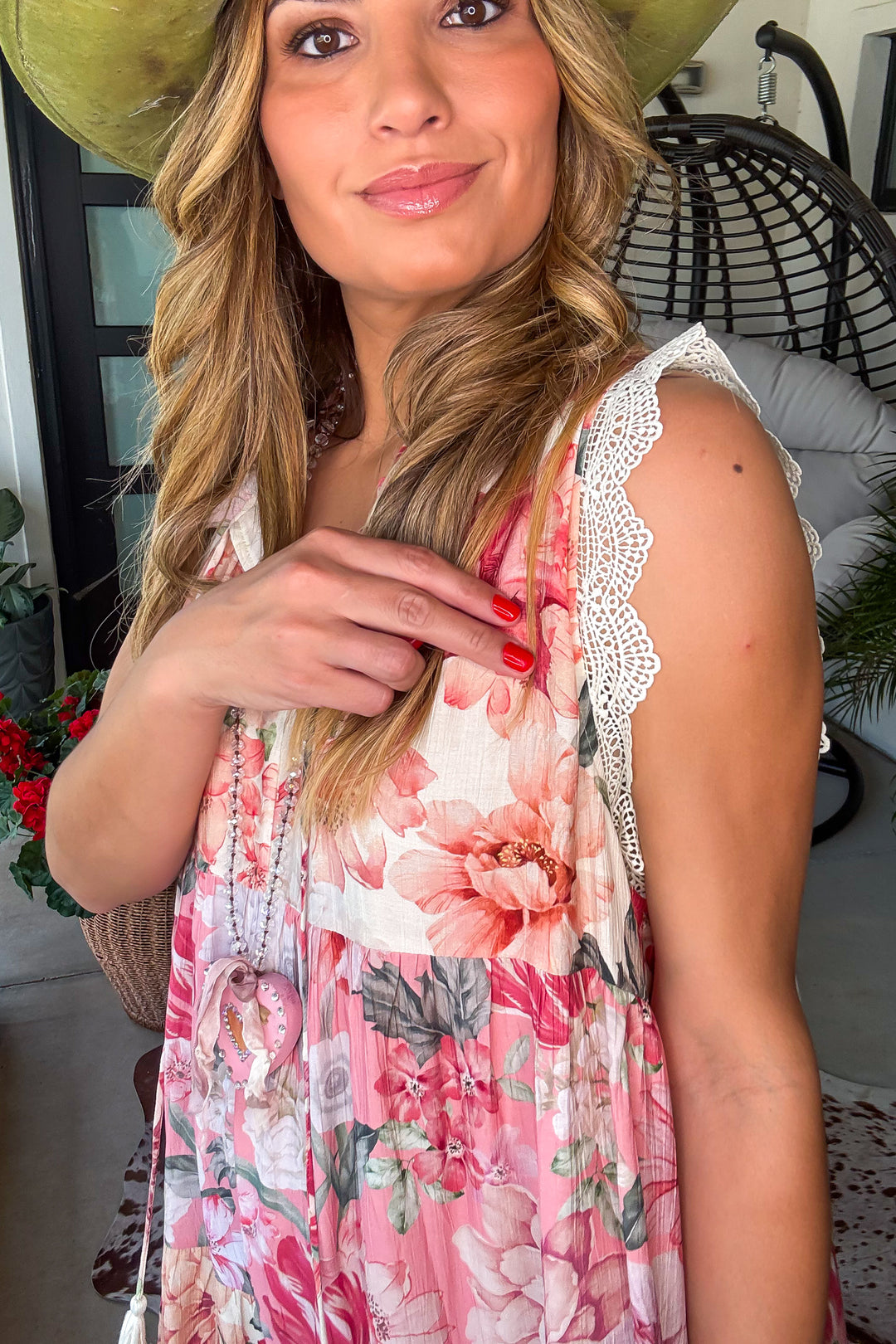 Cream Garden Lace Dress - Floral