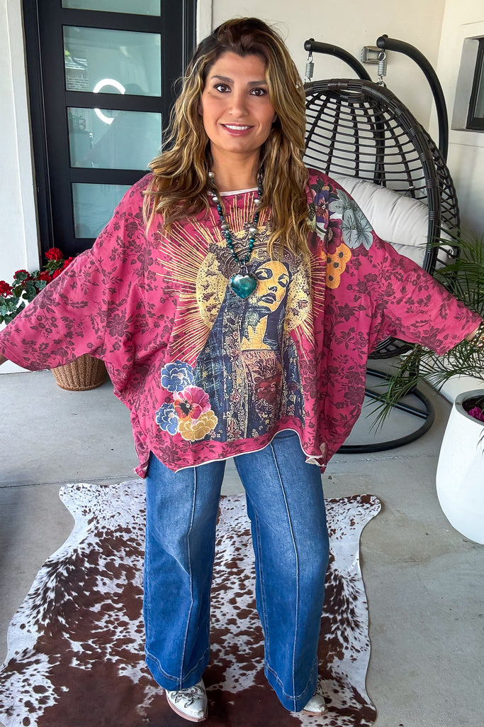 Sacred Heart Madonna Oversized Top - 100% Cotton