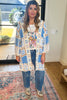 Boho Patchwork Crochet Cardigan - Blue