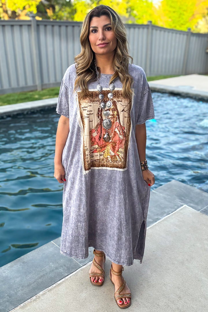 Chief Joseph Maxi Cotton Oversized Jersey Dress - 100% Cotton - Gray