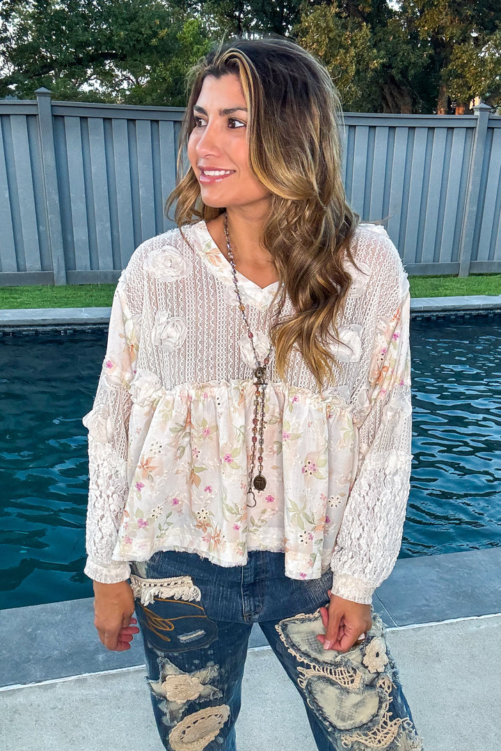 Blossom Veil Top - Ivory