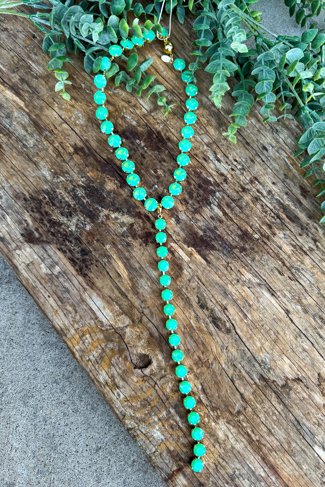 WAFA Crystal Necklace - Lariat 16" Necklace - Mint