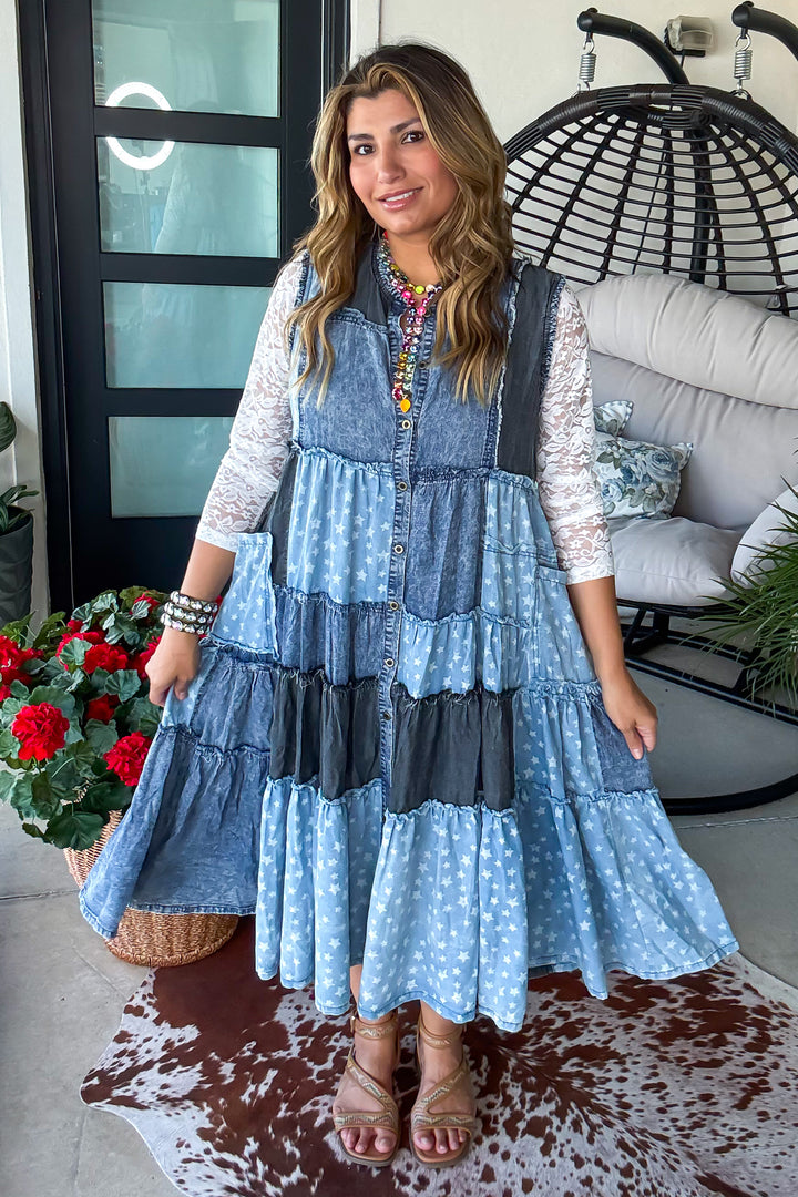 Star Bright Vest/Dress - Denim