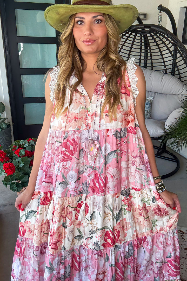 Cream Garden Lace Dress - Floral