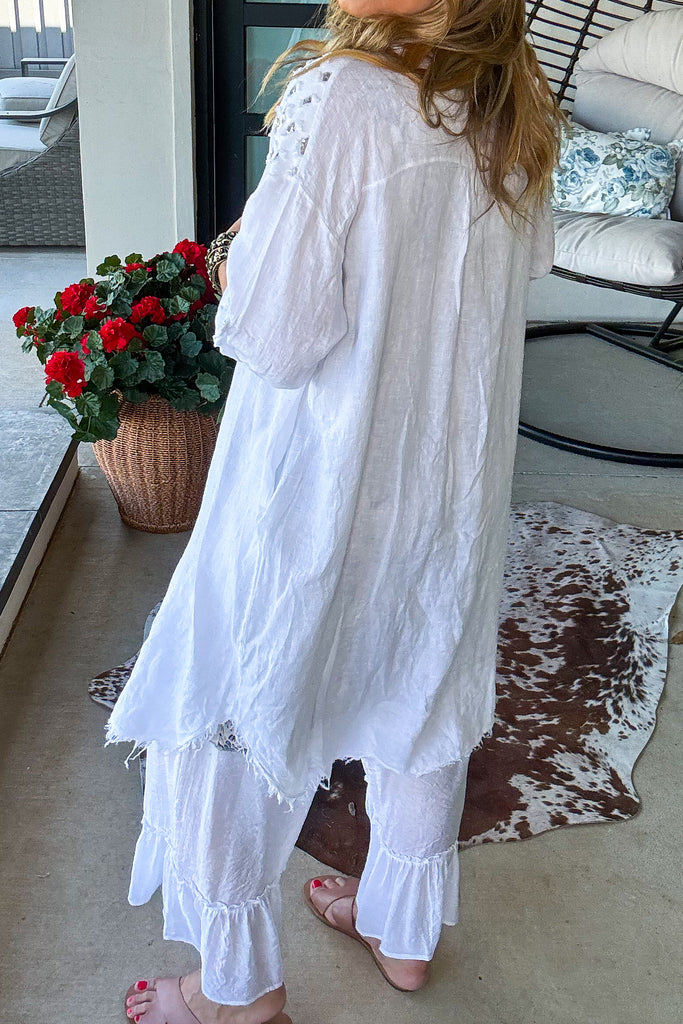 Making Dreams 100% Linen Dress - Made In Italy - White