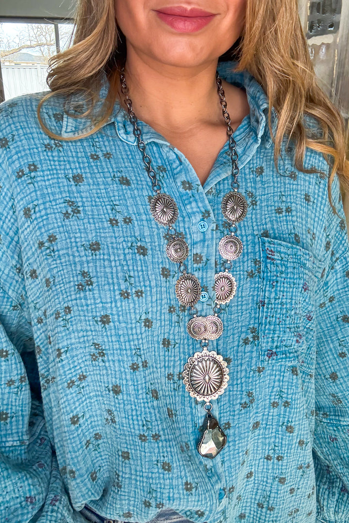 Daisy Dreams Tunic - Blue - 100% Cotton