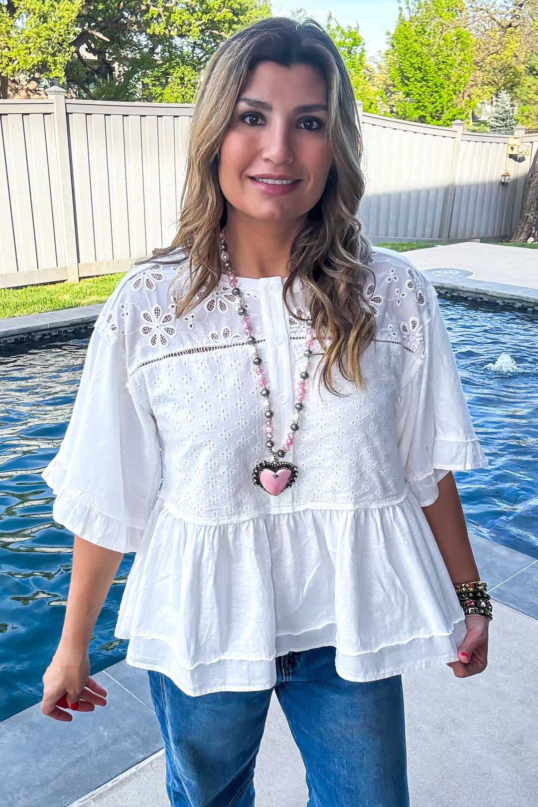 Garden Veil Eyelet Top - 100% Cotton -White