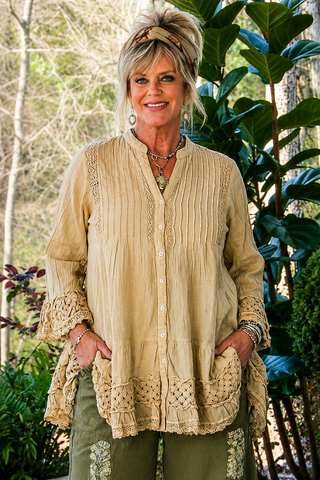 PRE ORDER: Attracting Nature Maxi Dress - 100% Cotton - Tan