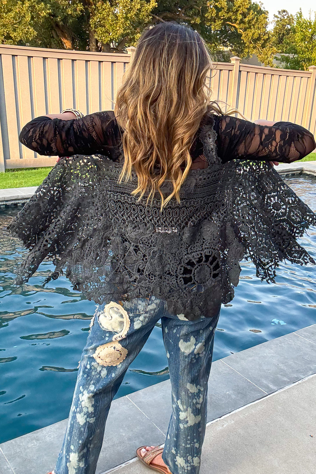 Whispering Details Lace Tank - 100% Cotton - Made in USA - Charcoal