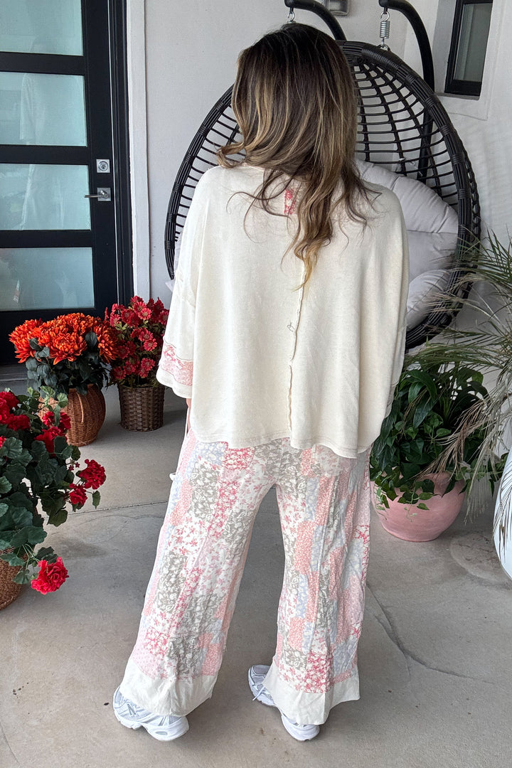 Whimsical Charm Oversized Top - 100% Cotton - Natural