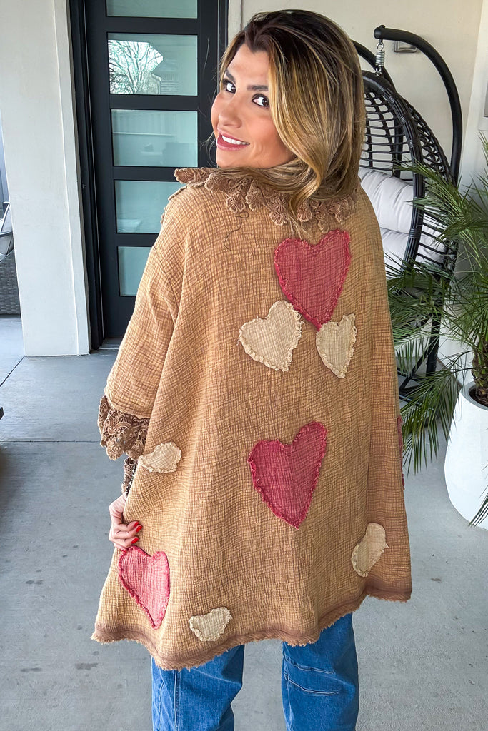 Assortments Of Love Oversized Reversible Cardigan - 100% Cotton - Mushroom