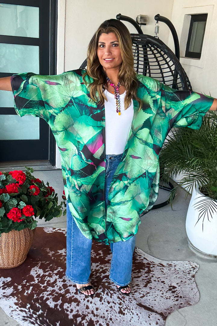 Rainforest Romance Kimono - Green