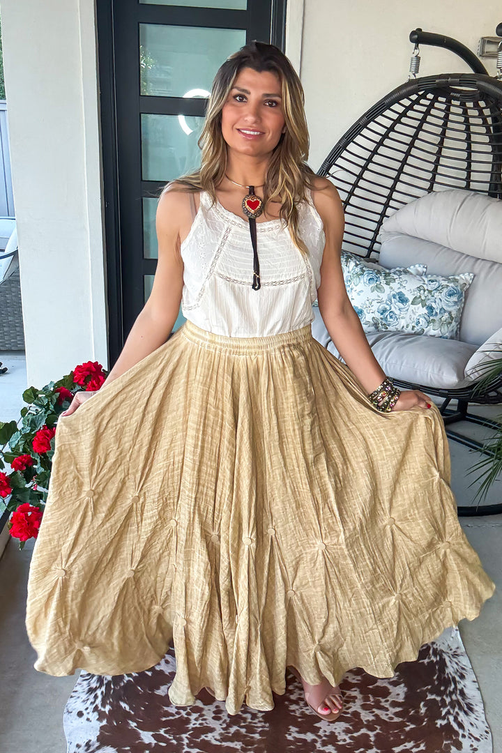 Dancing Petals Skirt - Tea - 100% Cotton