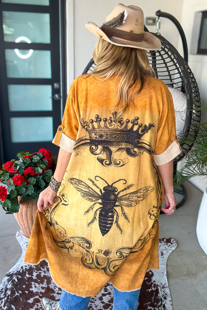 Queen Bee Linen Feeling Duster - 100% Cotton