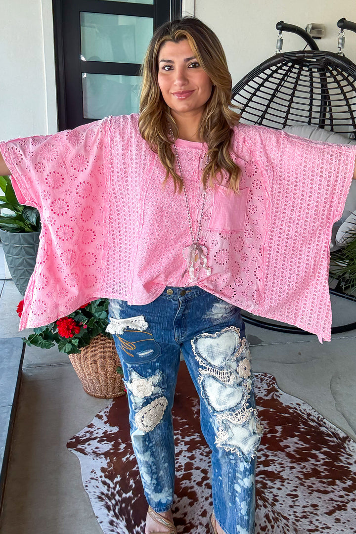 Sweetheart Wink Top - 100% Cotton - Pink
