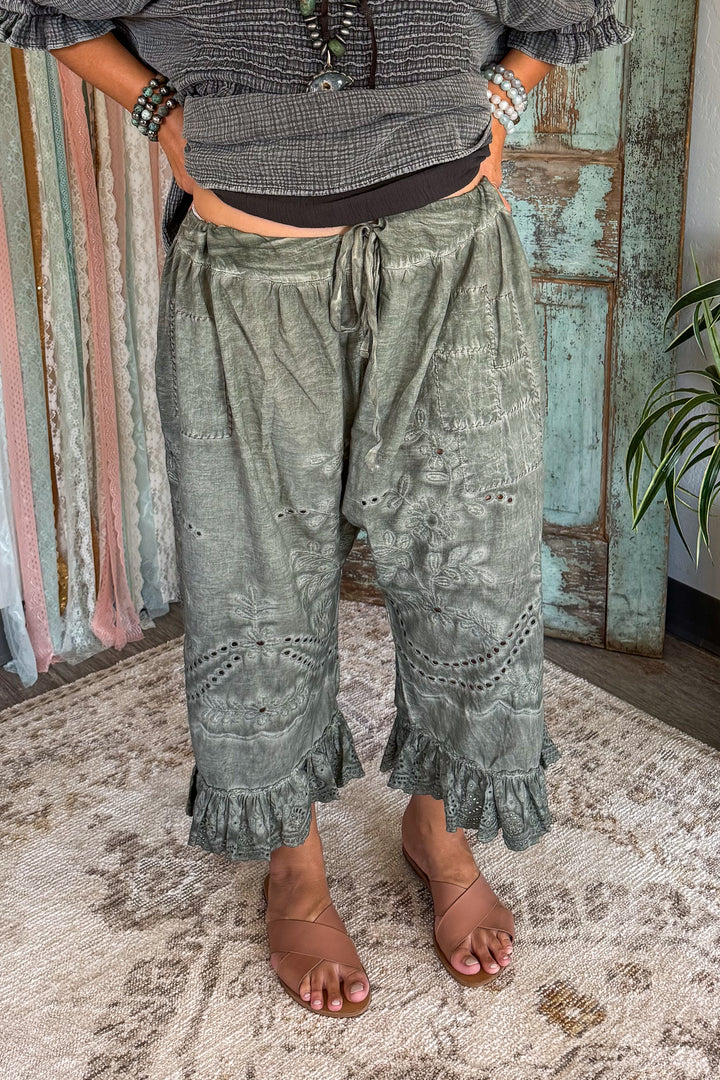 Eyelet Bloomers - Charcoal/Olive - 100% Cotton