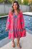 Wondering Around Town Midi Dress - Pink - 100% Cotton