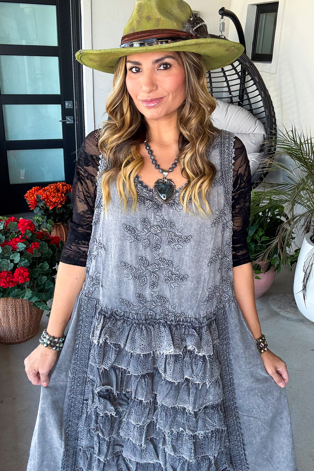 Rustic Revival Tunic - 100% Cotton - Charcoal