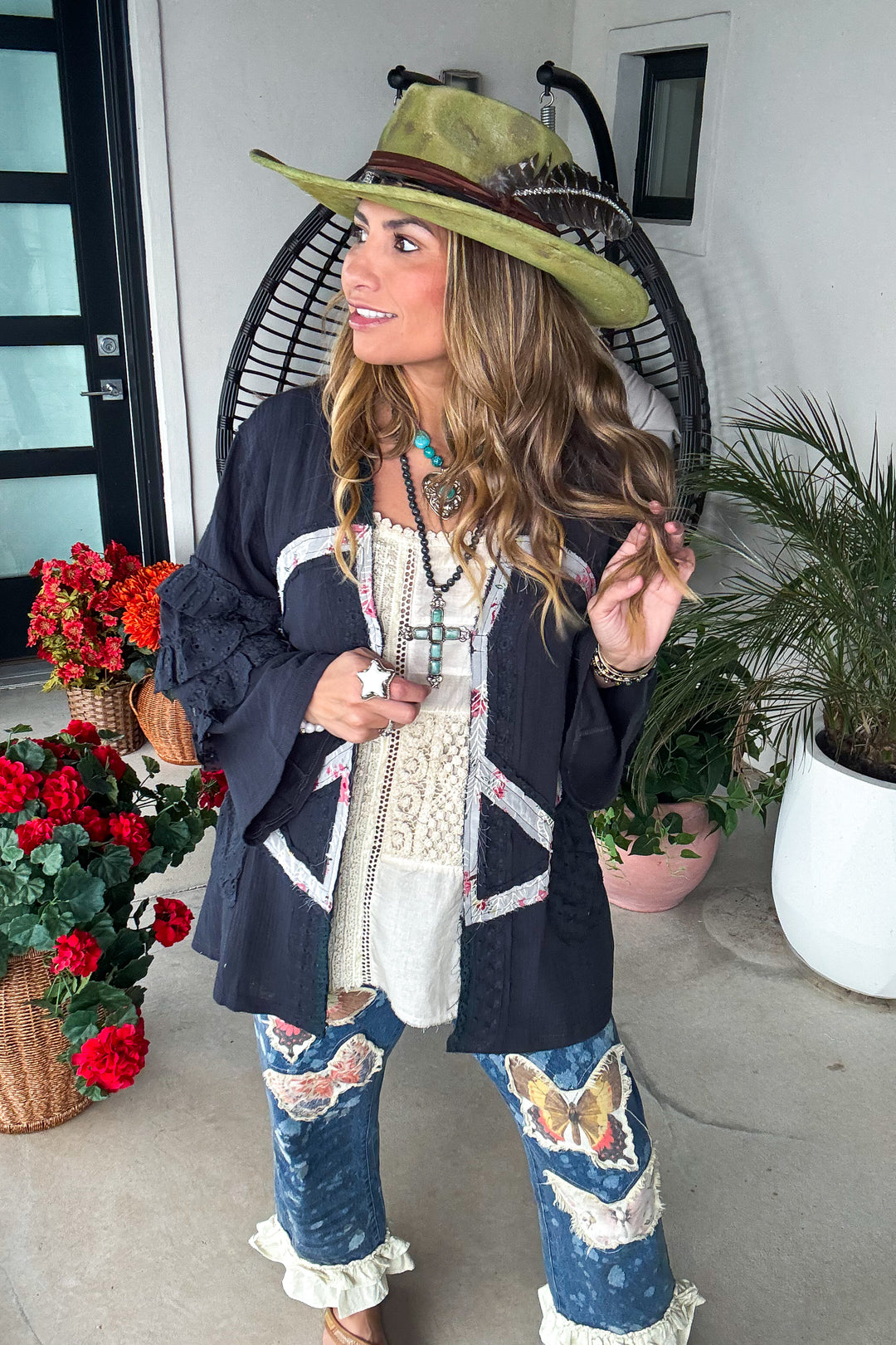Peaceful Days Cardigan - 100% Cotton - Navy