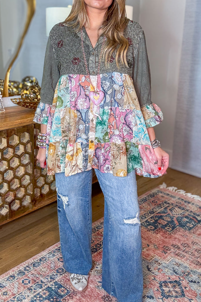 Getaway Garden Blouse - Gravel .