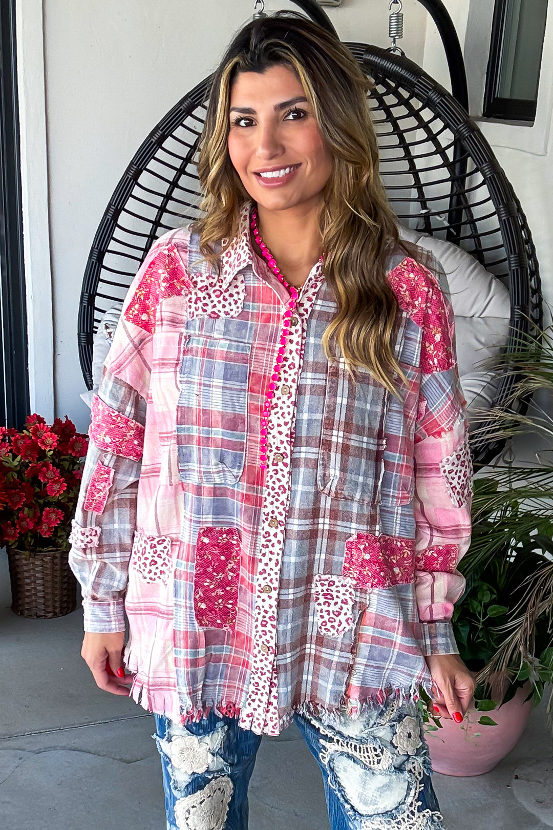 Berry Wild Flannel Top - Berry
