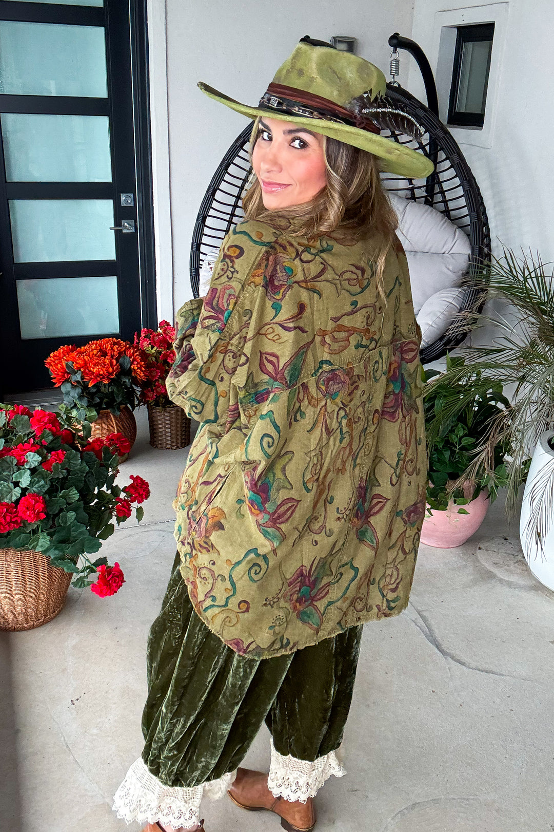 Garden Meadow Oversized Green Mix Top - 100% Cotton