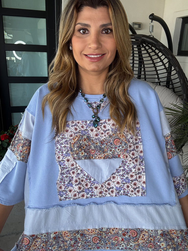 Retro Revival Oversized Top - 100% Cotton - Lavender