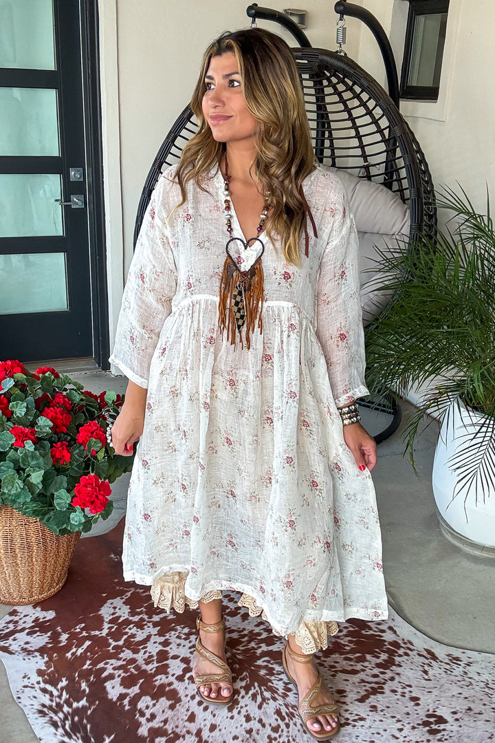 Sheer Romance Linen Dress - 100% Linen