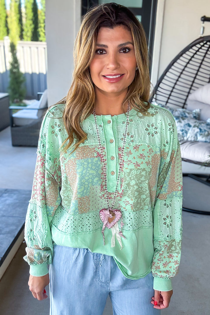 Atlantis Charm Top - 100% Cotton - Green - SALE