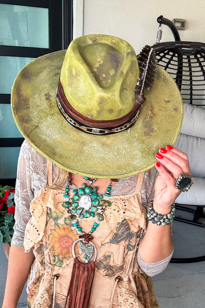 Handmade - Wild Sage Feather Hat