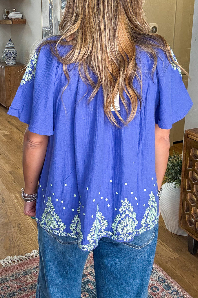 Morning Glow Top - 100% Cotton - Blue