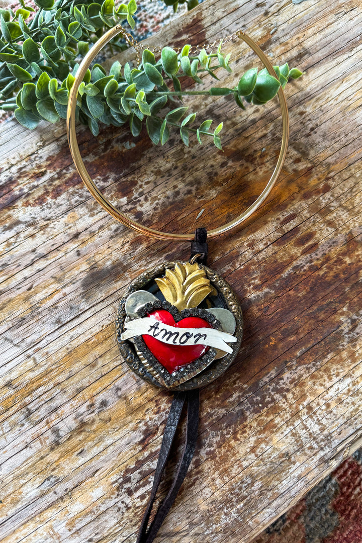 HANDMADE Amor Red Heart Necklace Jaded Gypsy - Choker