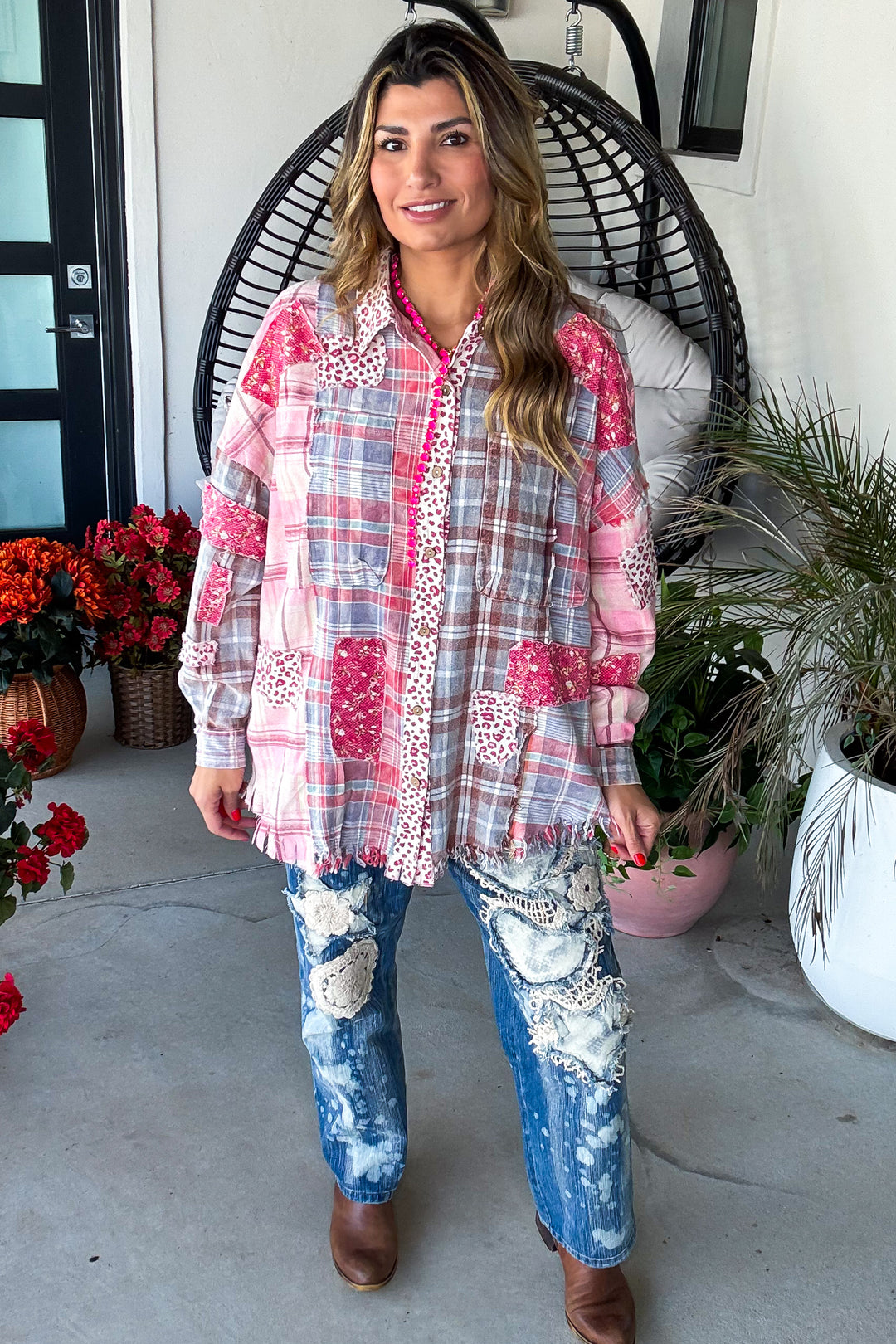 Berry Wild Flannel Top - Berry