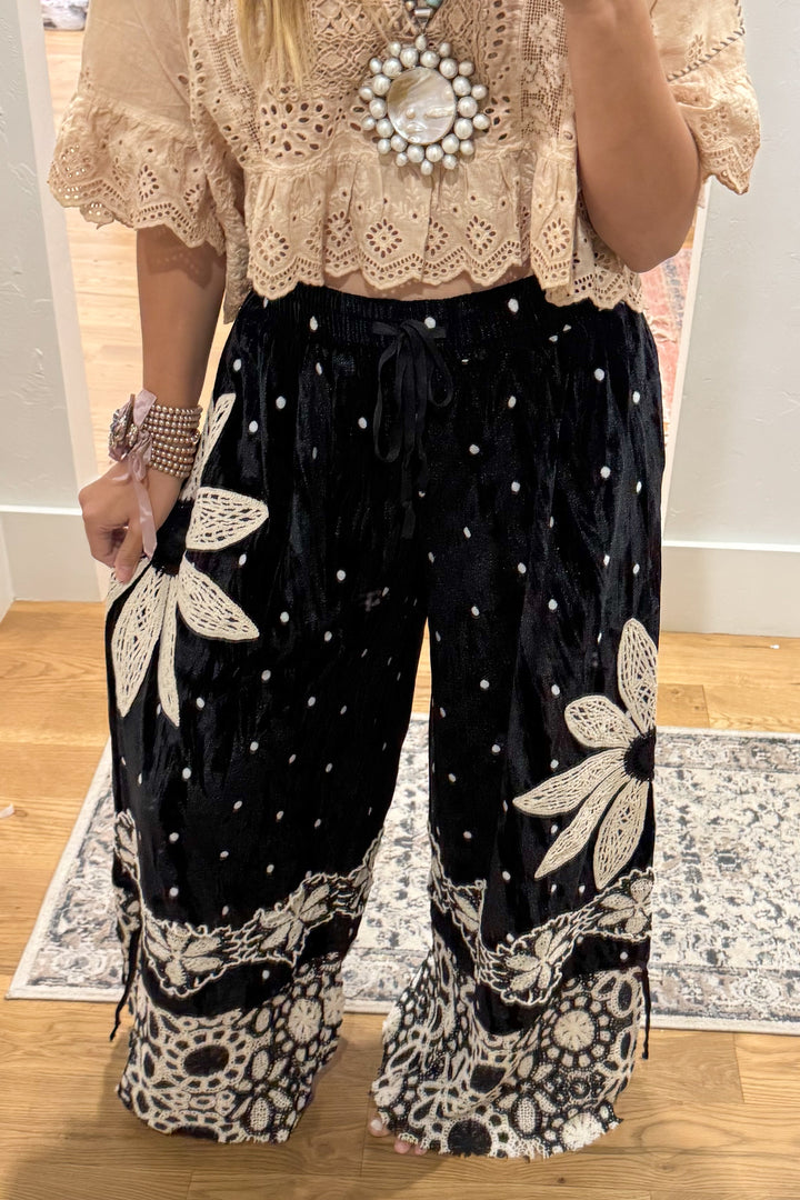 Crochet Flowers and Black Velvet Pantaloons