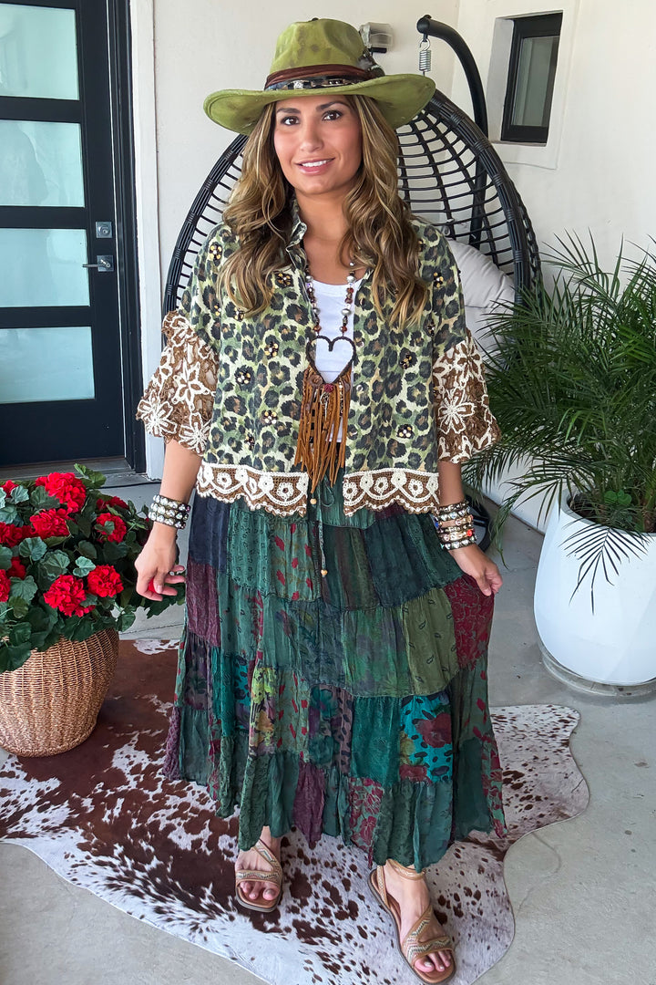 Dreaming Of Tomorrow Elastic Waist Maxi Skirt - Basil