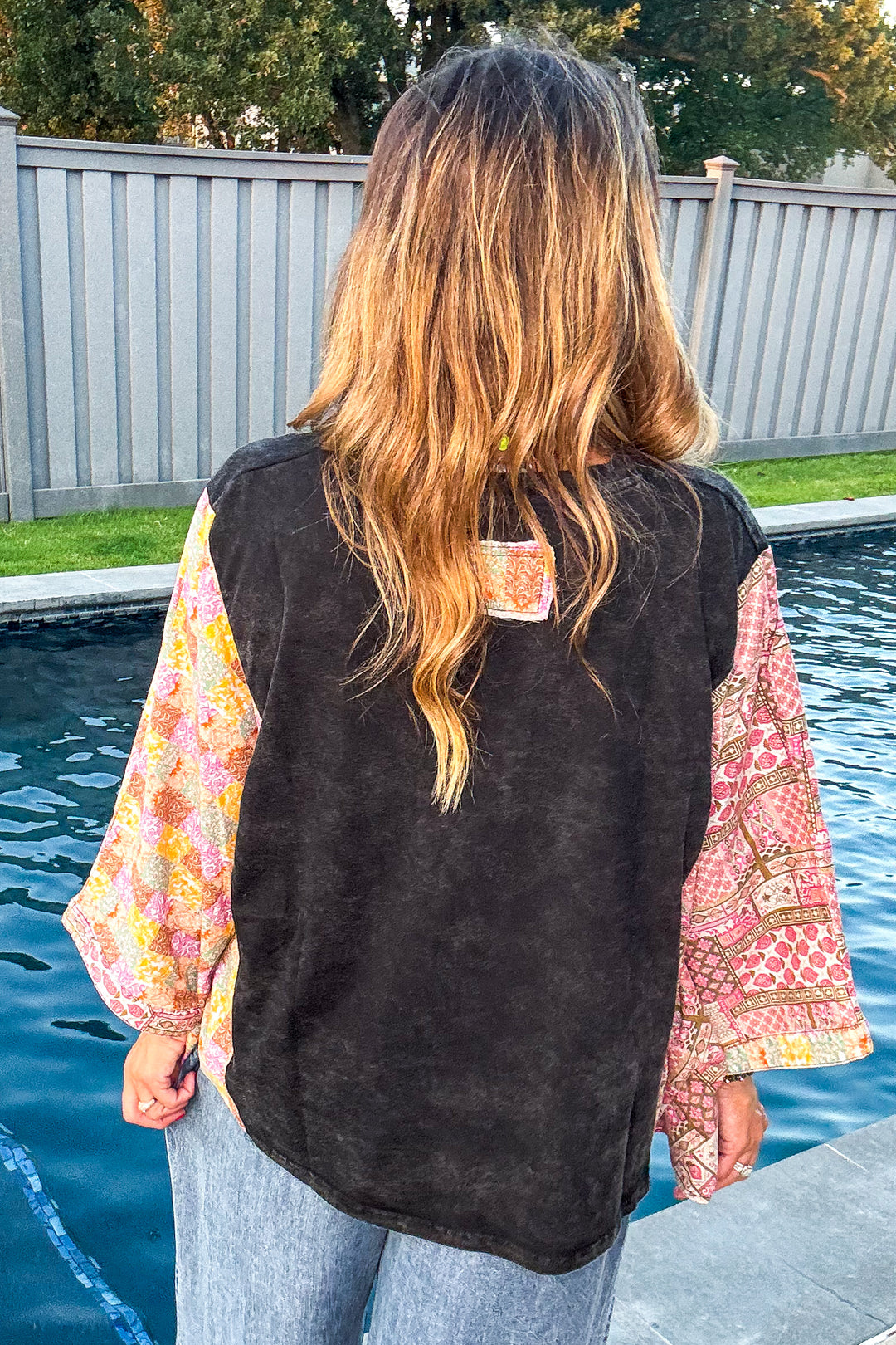 Urban Canvas Poncho Top - 100% Cotton - Black