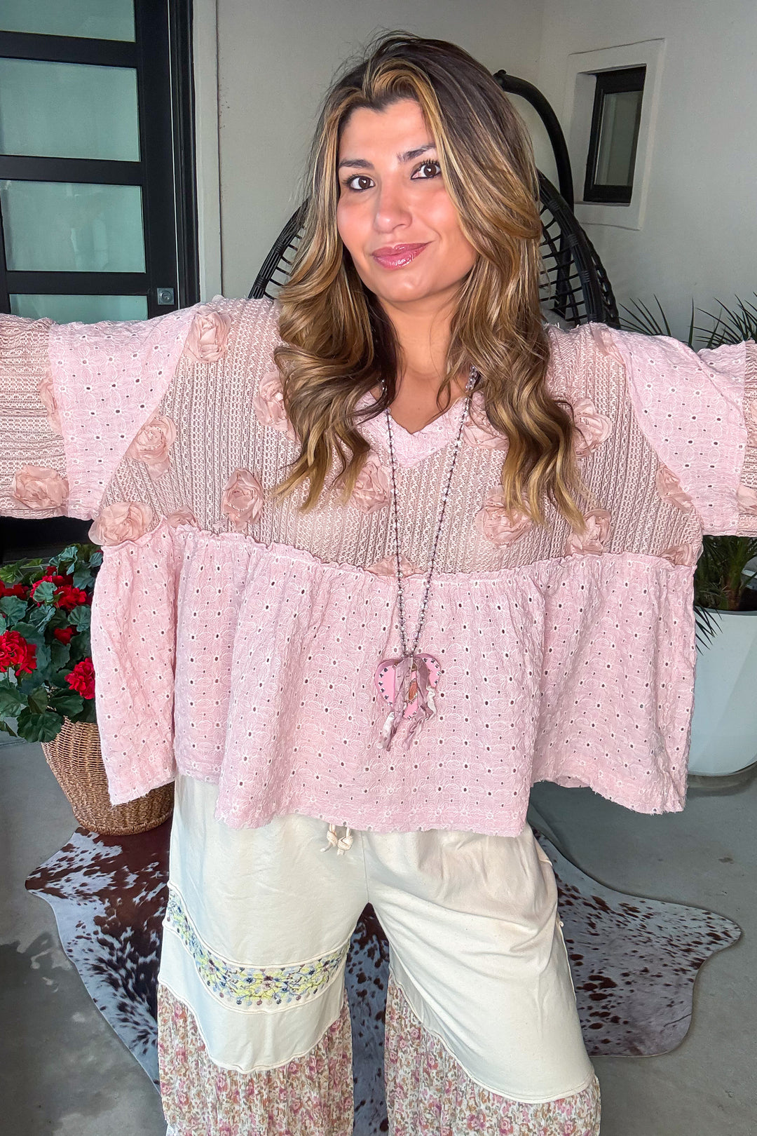 Blossom Veil Top - Strawberry