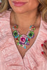 Rhinestone Roses Necklace Earring Set
