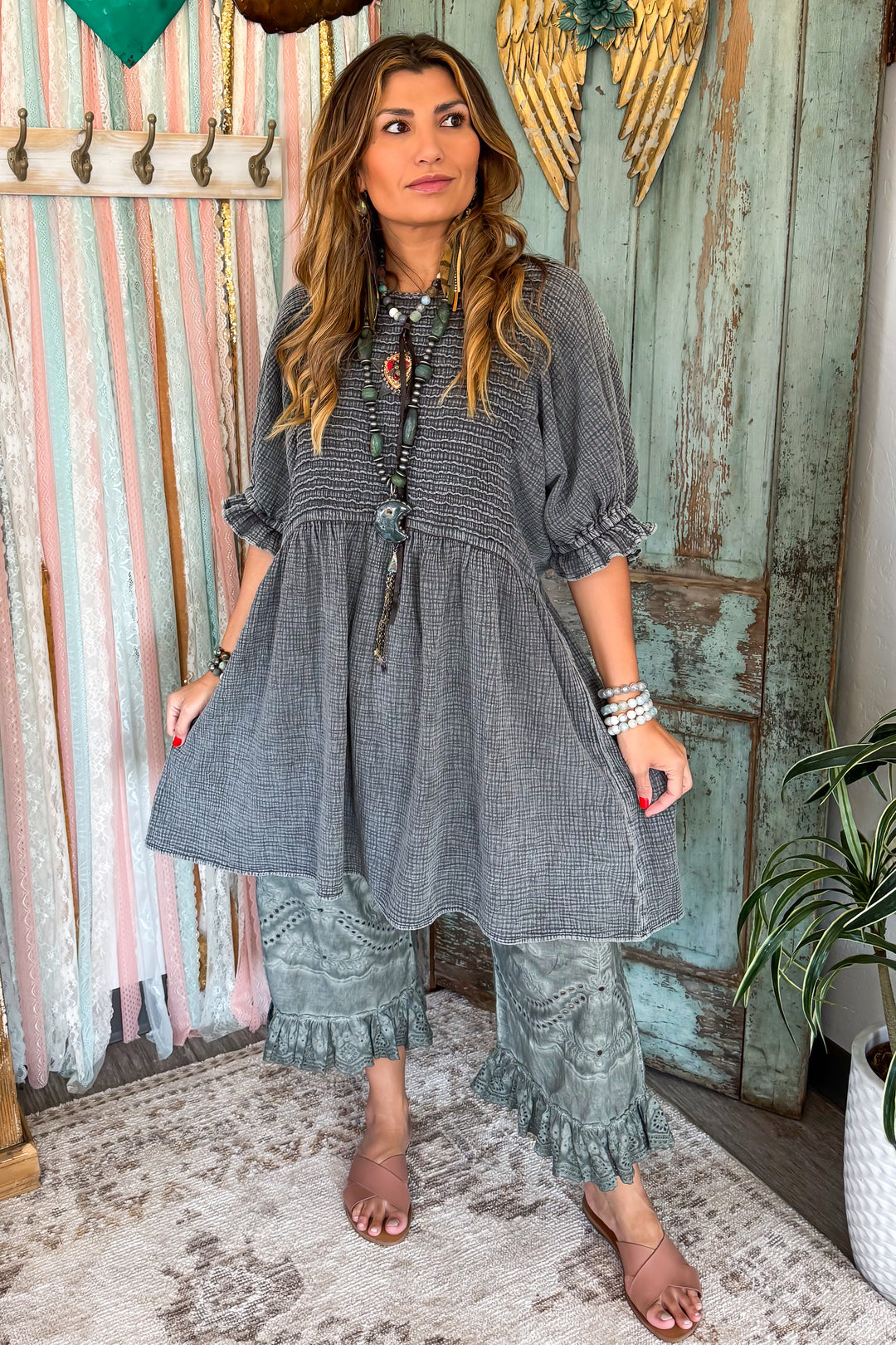 The Softest Dress Ever - 100%% Cotton - Black/Charcoal