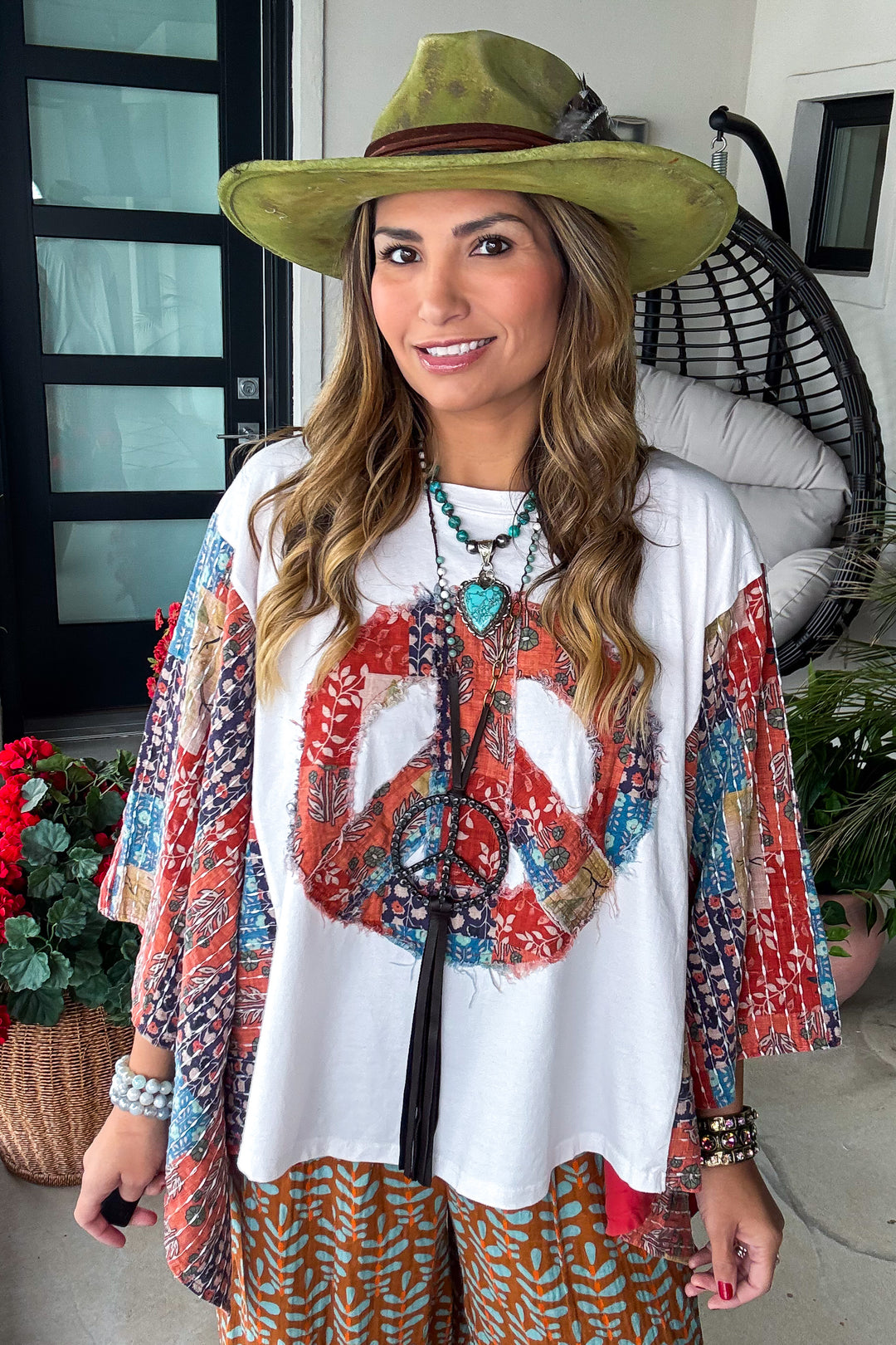 Peaceful Horizon Poncho Top  - 100% Cotton - Off White