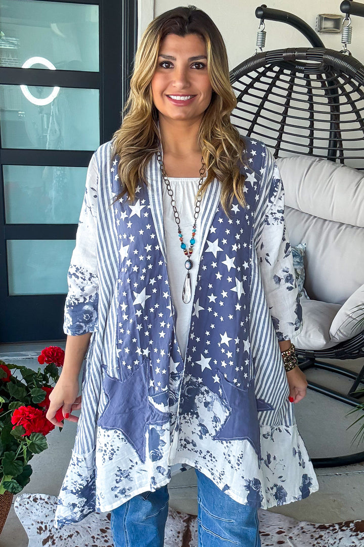 Starry Bloom Cardigan - 100% Cotton