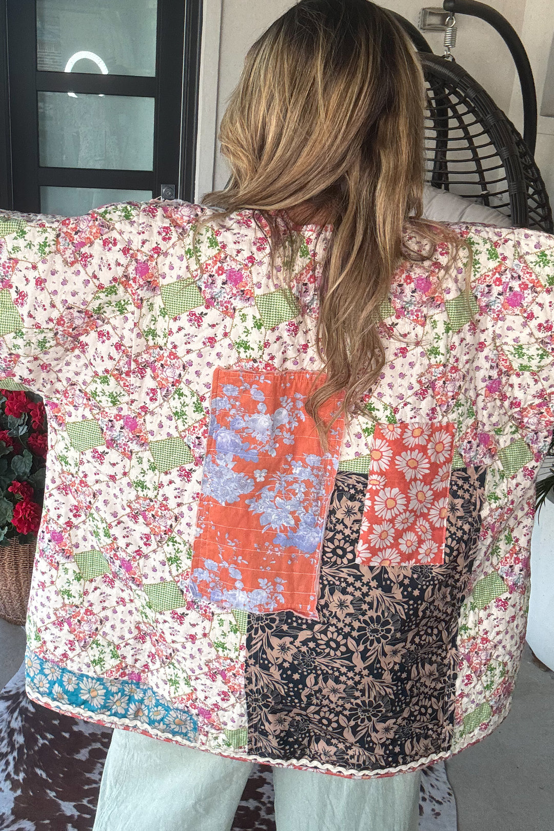 Mosaic Skies Oversized Jacket - 100% Cotton - Yellow/Multi