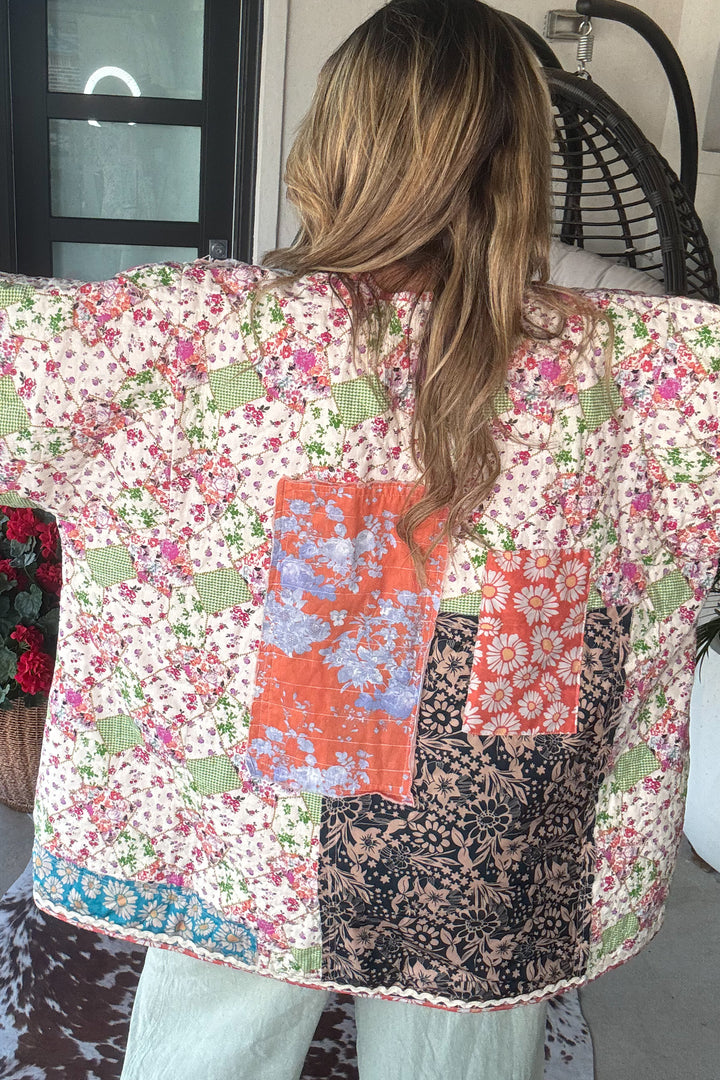 Mosaic Skies Oversized Jacket - 100% Cotton - Yellow/Multi