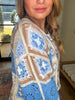 Boho Patchwork Crochet Cardigan - Blue
