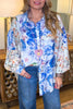 Wildflower Walks Oversized Blouse  - Blue