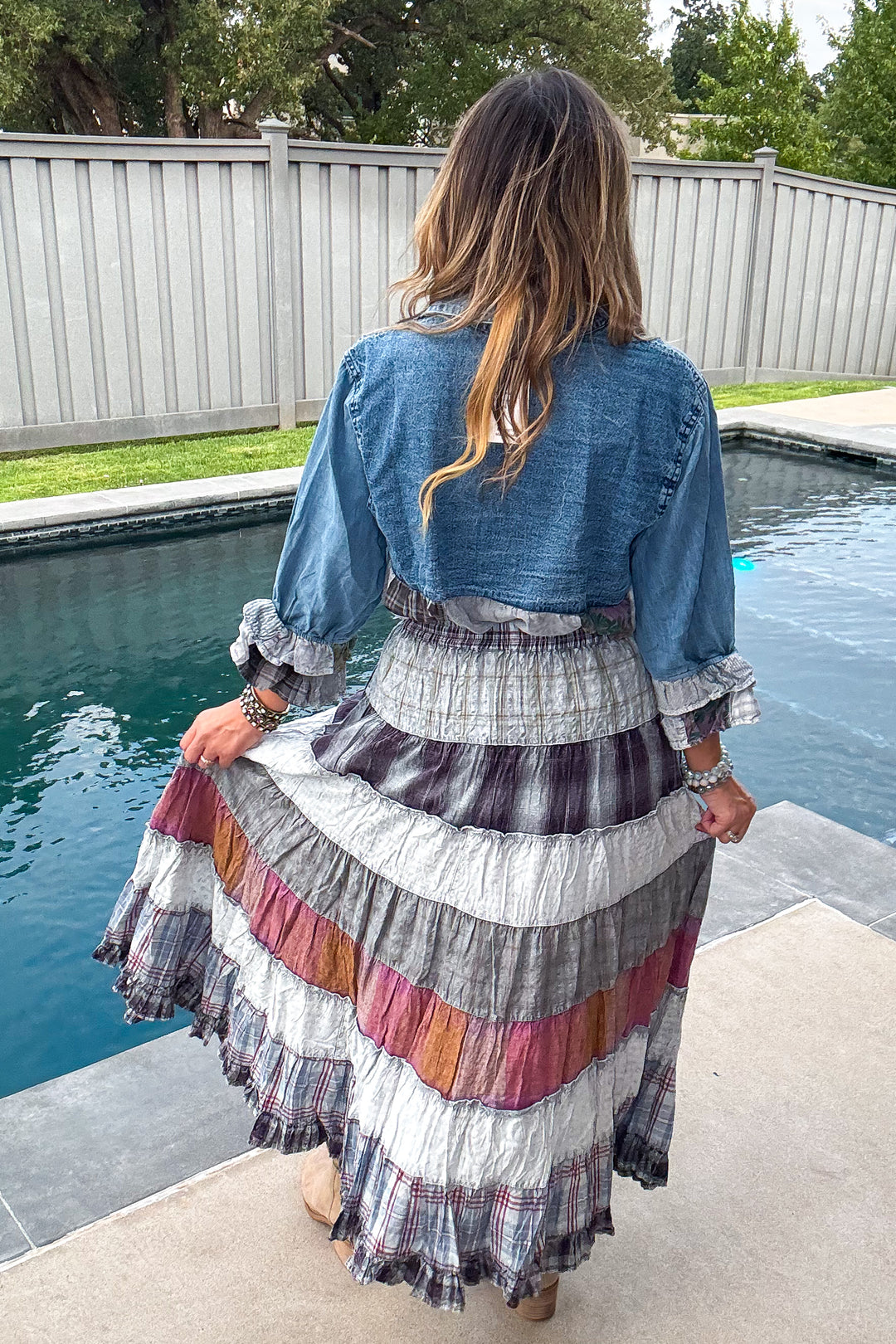 Dreaming Of Tomorrow Elastic Waist Maxi Skirt - Grey