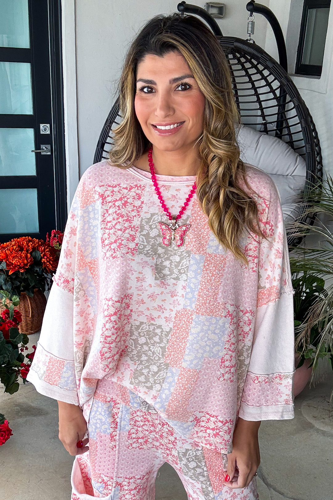 Whimsical Charm Oversized Top - 100% Cotton - Blush
