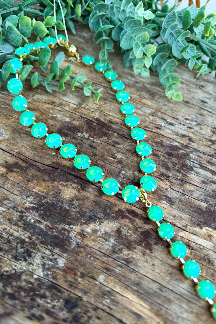 WAFA Crystal Necklace - Lariat 16" Necklace - Mint