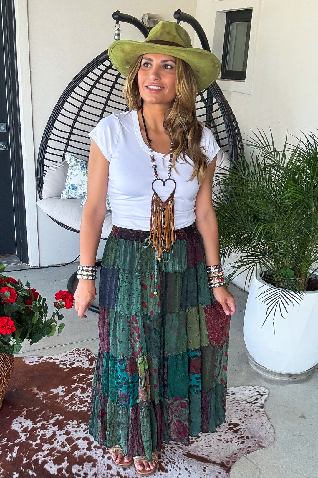 Dreaming Of Tomorrow Elastic Waist Maxi Skirt - Basil
